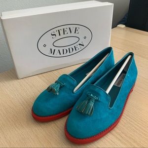 Steve Madden Jillted Teal Suede Loafers size 7